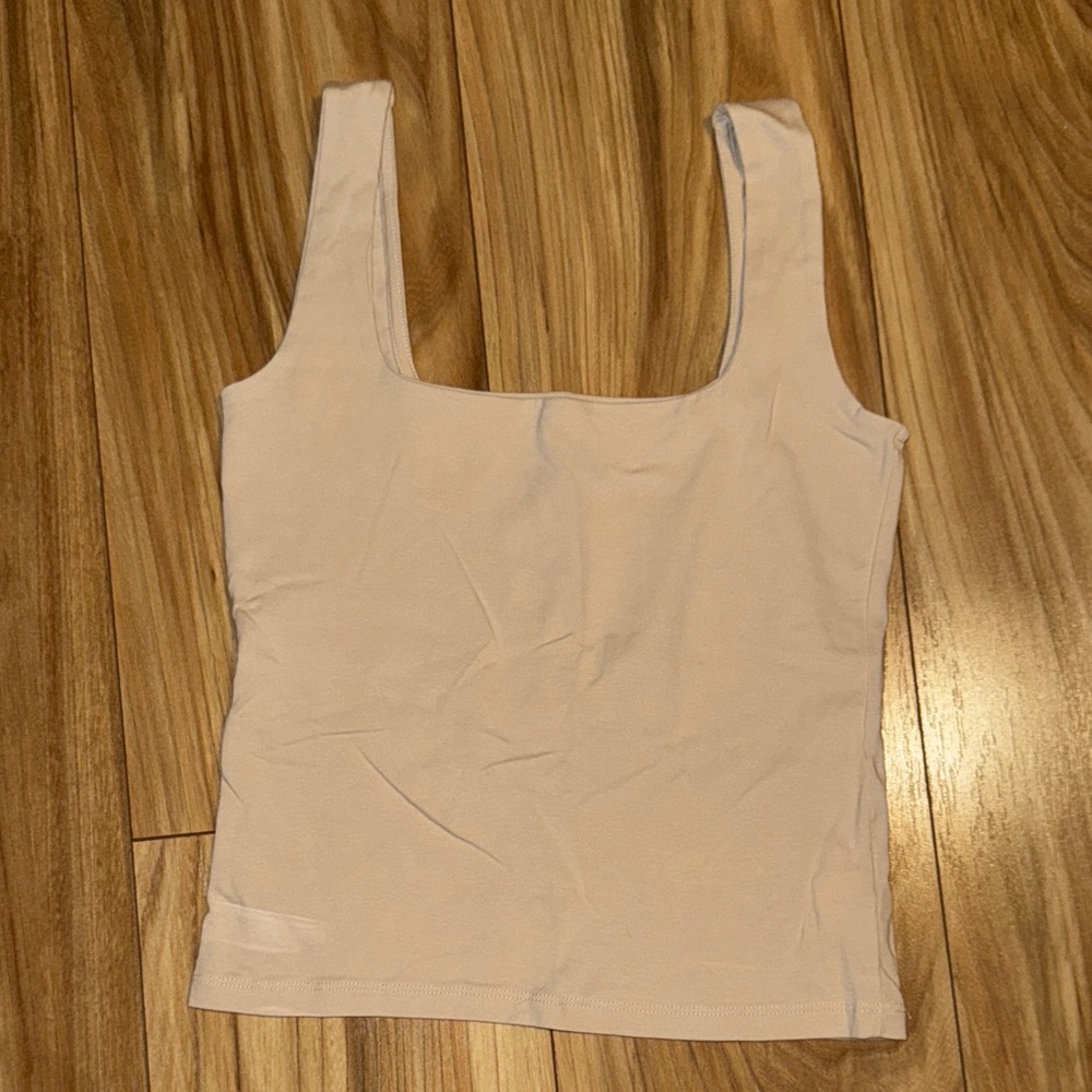 Women's Cream Square Neck Tank Top